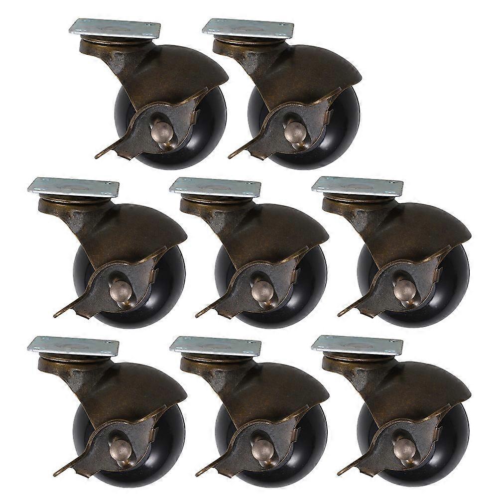 Ball Castor Wheels With Brake Copper Material Round Shape For Home Use Indoor Furniture Mobility 8Pcs