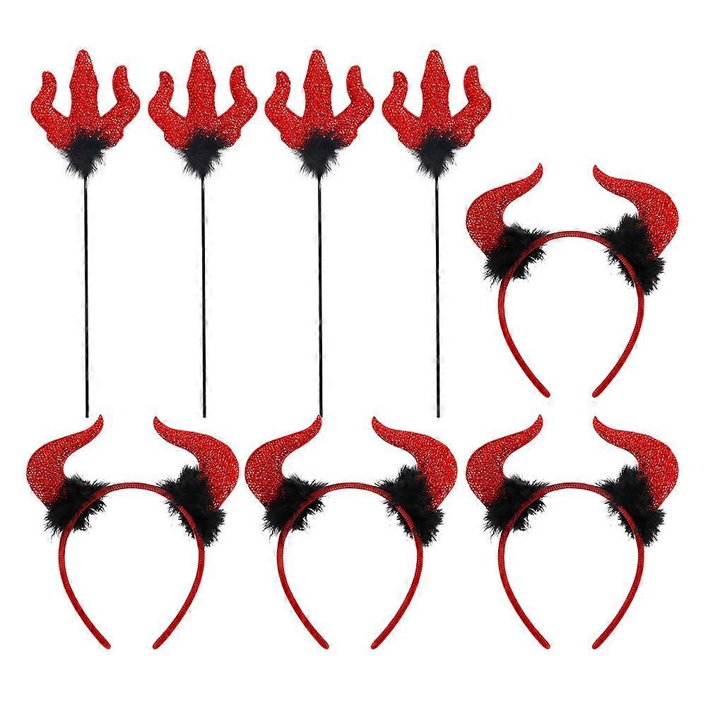 כיסוי ראש שד קרנבל עם אביזר קלשון למסיבת ליל כל הקדושים שימוש מבוגרים ונשים אדום 4 סטים