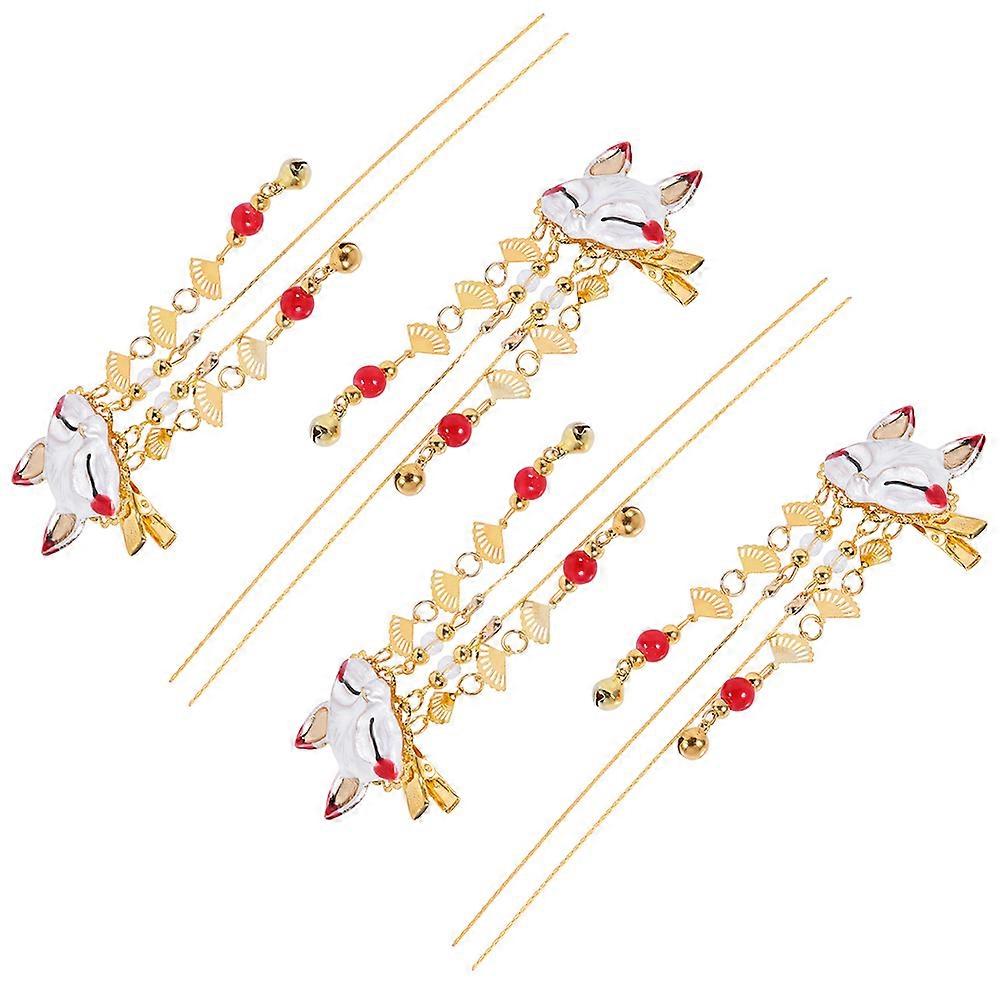 4pcs Chinese Style Retro Hairpins with Tassels for Women Assorted Color Alloy