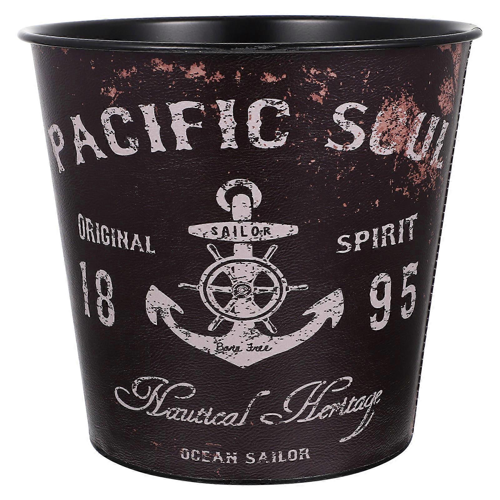 Retro Style Waste Bin for Home Use Vintage Pattern Garbage Bucket