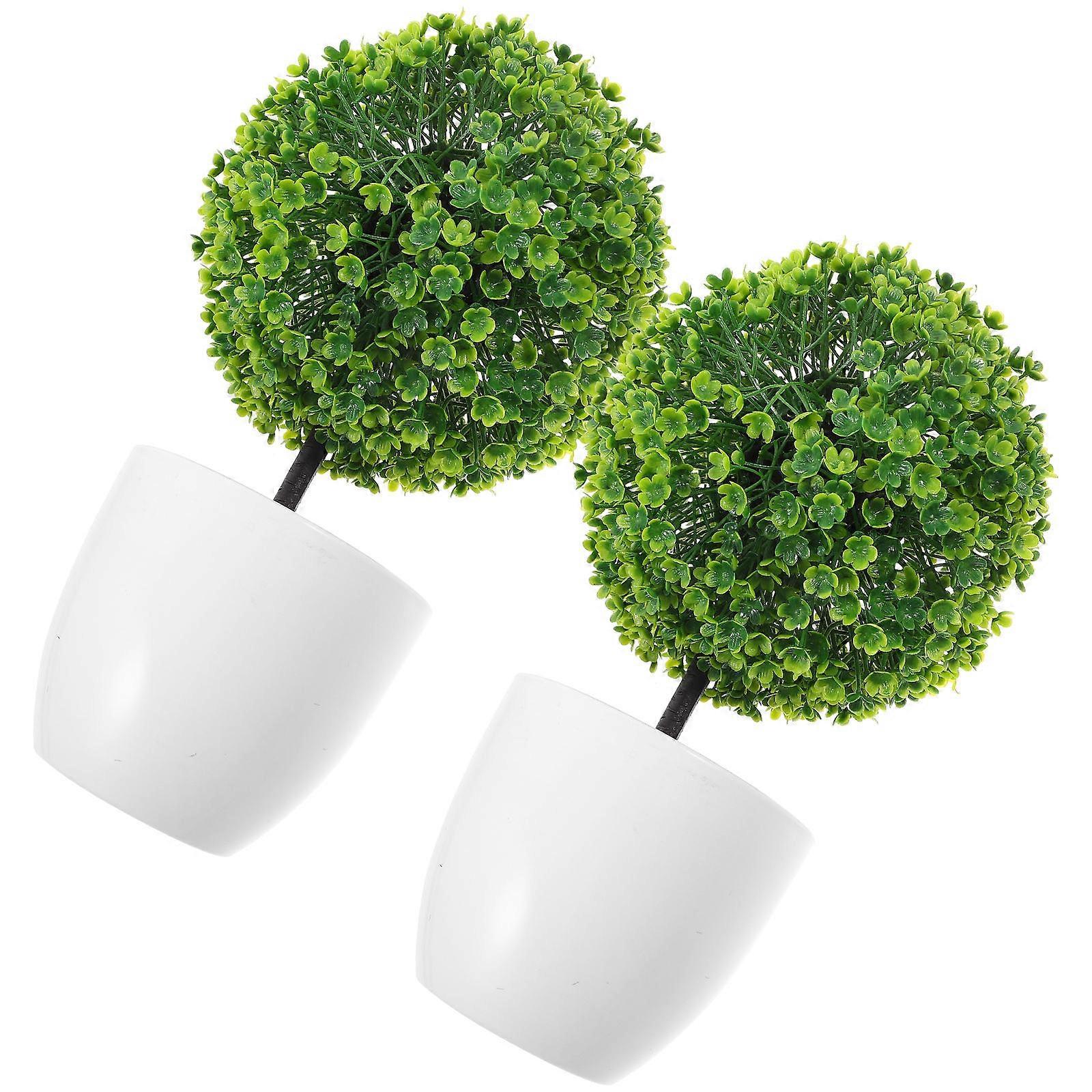Green Plastic Flower Balls Artificial Decorative Bonsai Simulated Plants for Office Garden Event Decoration
