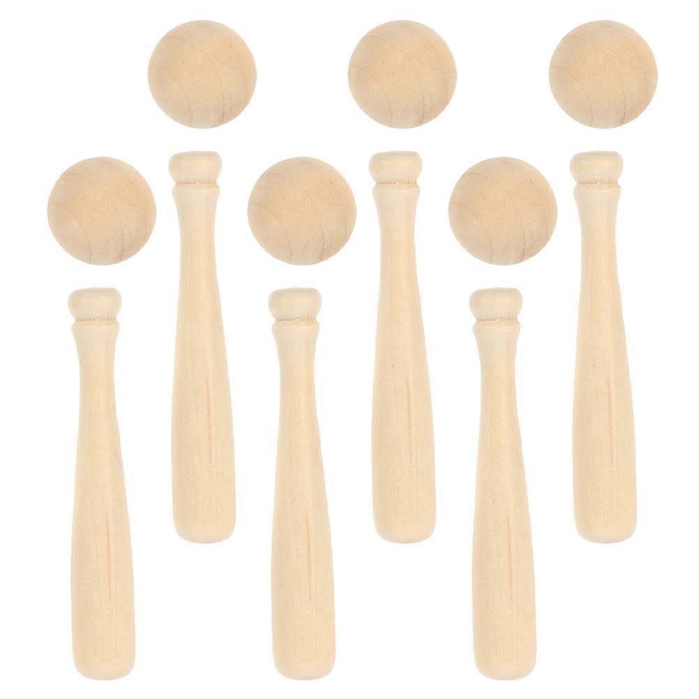 Baseball Bat Shaped Painting Crafts For Home Decoration Suitable For Kids And Adults Featuring Natural Wood Material And Mini Baseball Design 1 Set