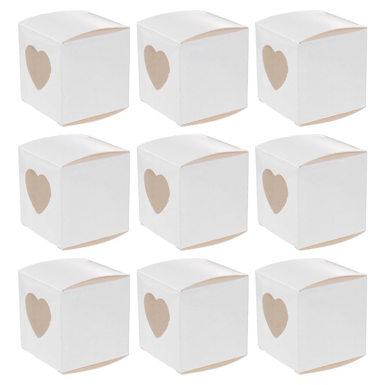 Candy Boxes Square Kraft Paper Heart-Shaped Window for 50Pcs Packaging