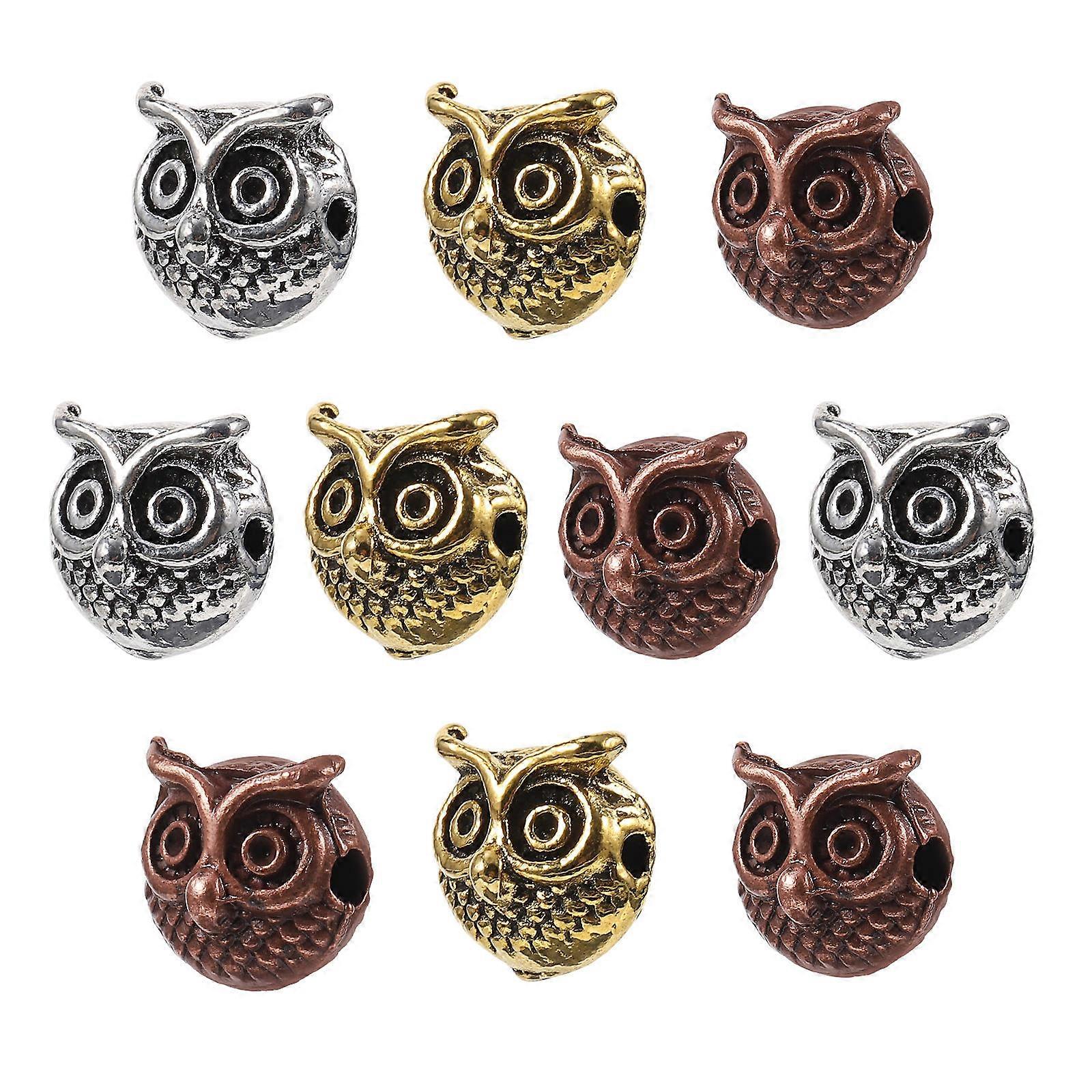 10 Pcs Owl Spacer Beads Retro Connector Charms Metal Craft Accessories For DIY Jewelry Making For Jewelry Makers