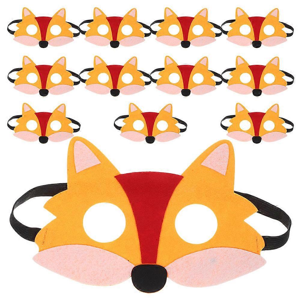 12pcs Half Face Fox Animal Masks Felt Costume Props for Halloween Masquerade Party Elastic Fit for Adults Realistic Design Role Play Dress Up