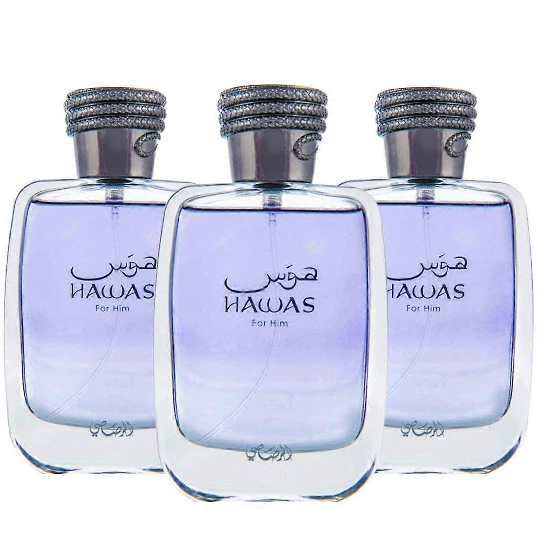 Rasasi Hawas For Him Edp Spray 100ml (3.4 Oz) Long Lasting And Luxurious Scents For Men. (pack Of 3)