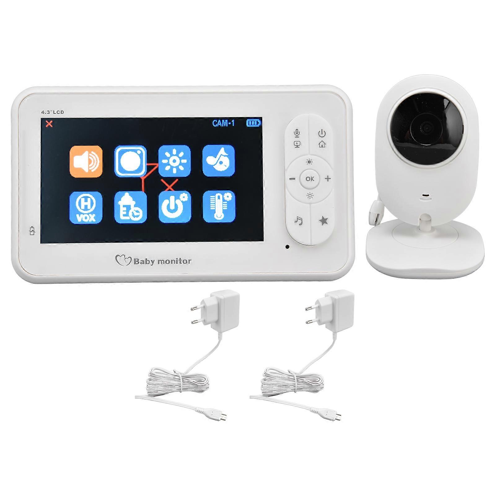 4.3 Inches Baby Monitor Wireless 2Way o Video Monitor with Temperature Sound Monitor Camera 100‑240VEU Plug