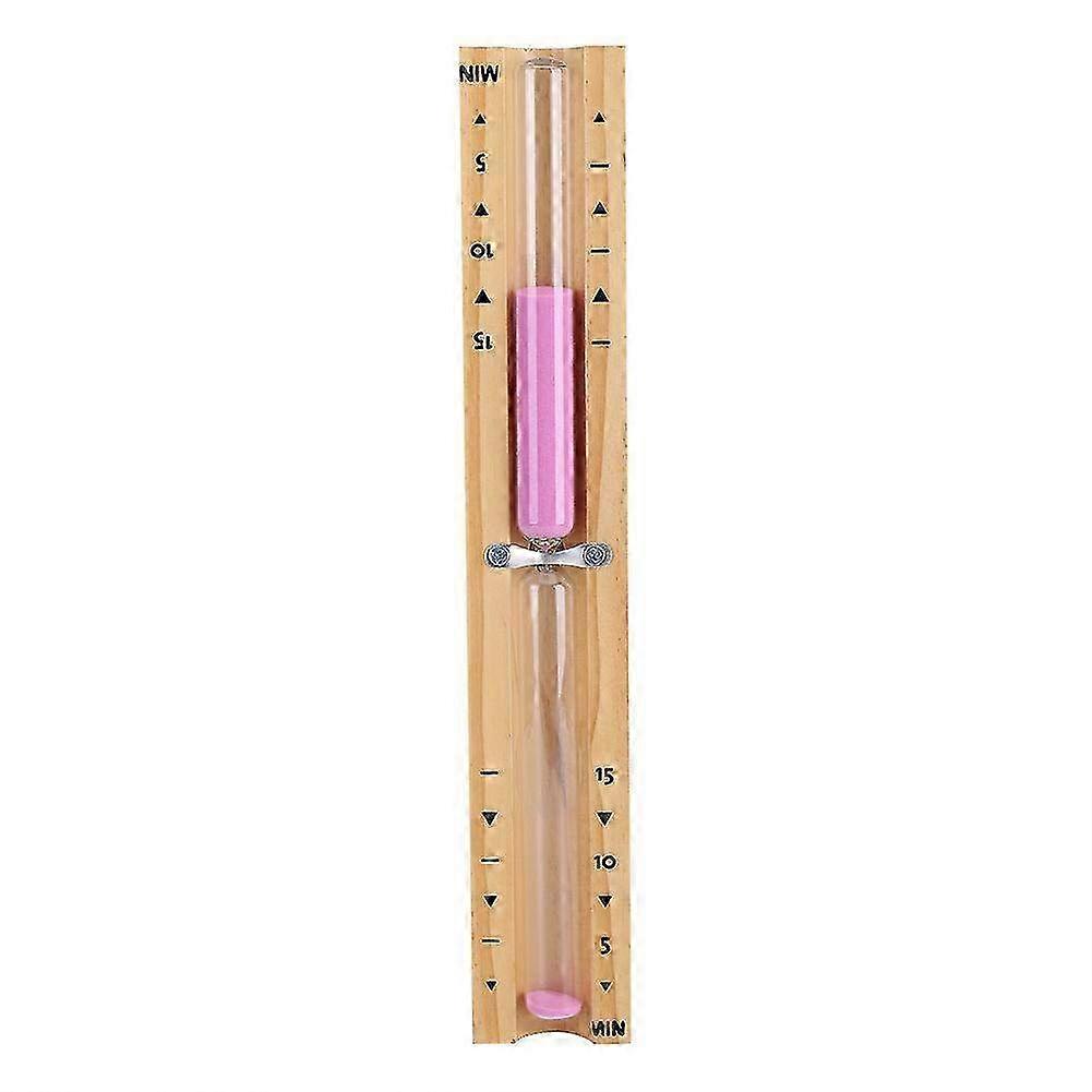 15-Minute Sand Timer Wall-Mounted Hourglass - Pink Glass Sauna Room Clock with Wooden Frame for Relaxation Decor