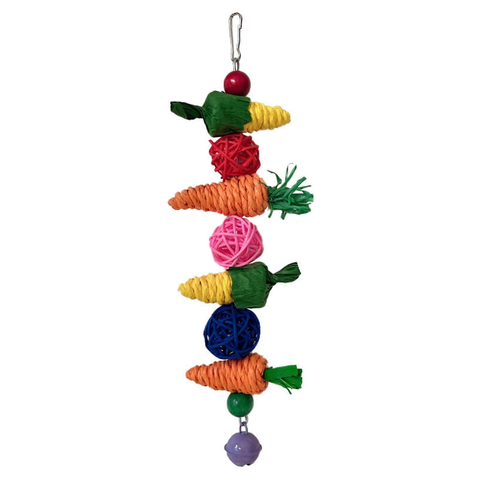 Hanging Small Animal Chew Toy For Birds Parakeets Carrot Corn Cluster For Parrots Beak Exercise