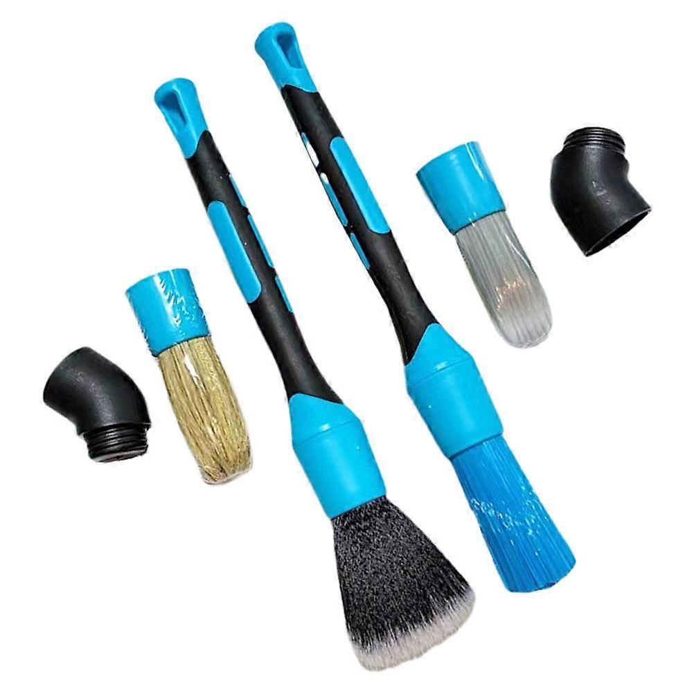 1 Set Ergonomic Auto Detailing Brush Kit with Interchangeable Heads for Car Interior Cleaning and Hard to Reach Areas