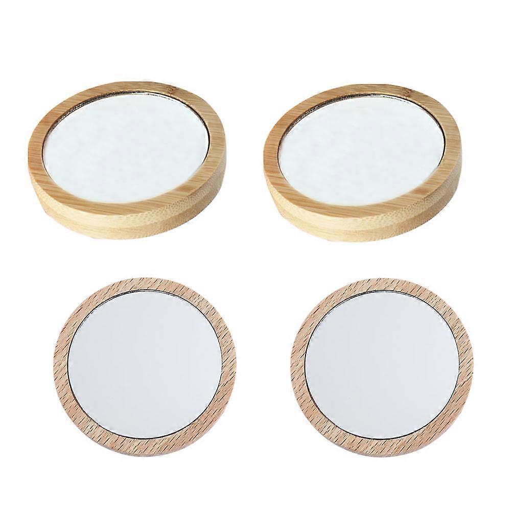 Portable Makeup Mirror for Female with Synthetic Material and Light Yellow Pcs Compact Round Cosmetics Mirror Small Size