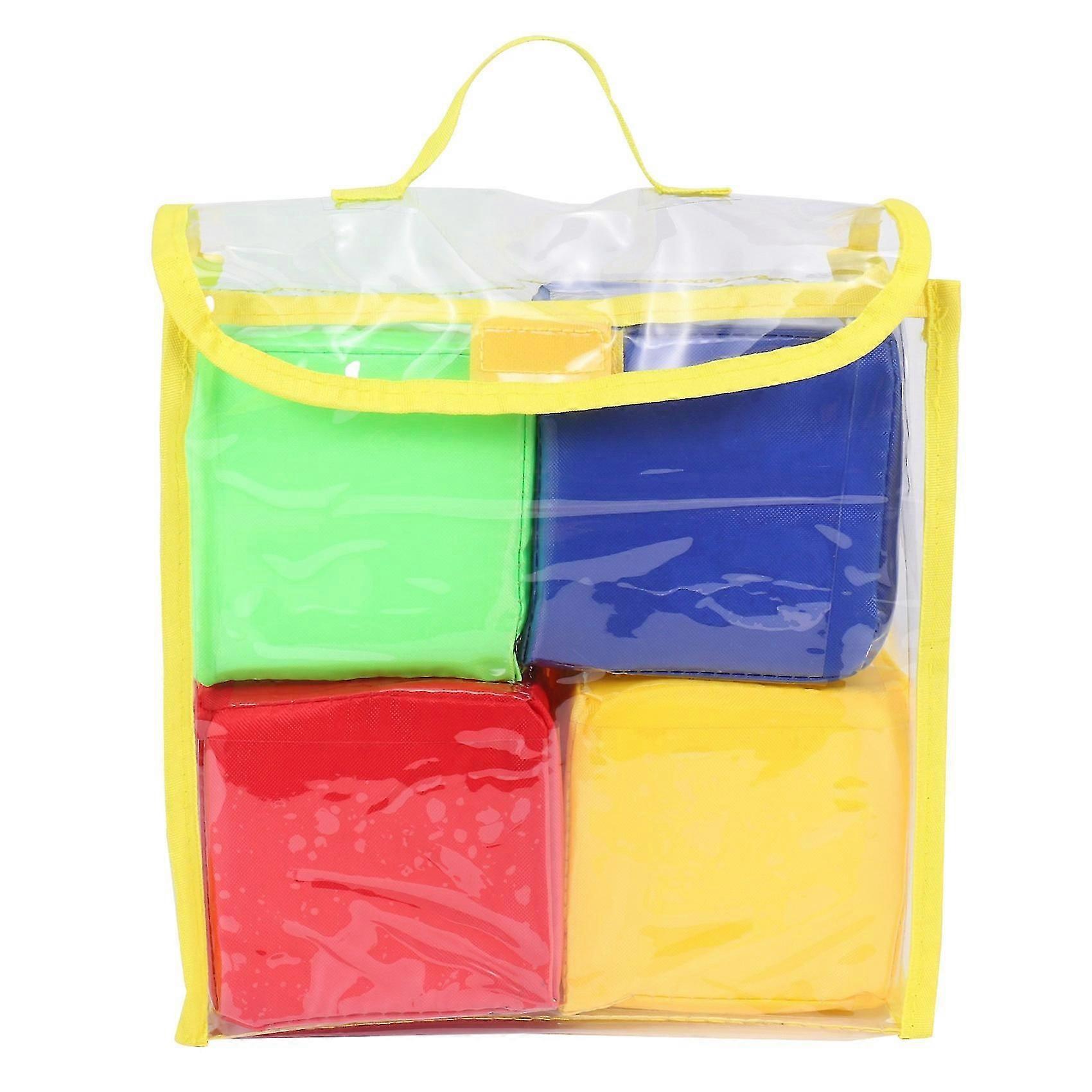 Foam Photo Block Set - 4 Stackable Educational Squares with Dice Games