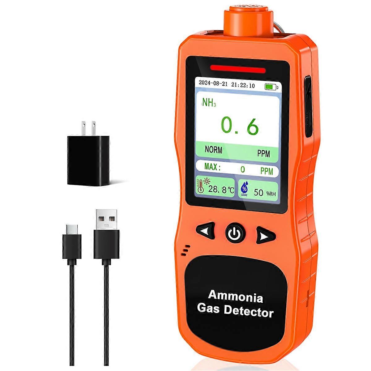 US PLUG,Portable Ammonia Gas Detector,0-200 PPM Monitor with Temperature Humidity Tester for Farm,P
