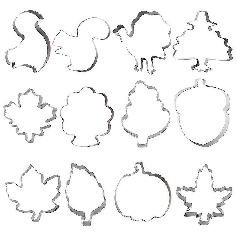 Thanksgiving Cookie Mold Baking Tool Made of Stainless Steel for Home Use Silver 12pcs
