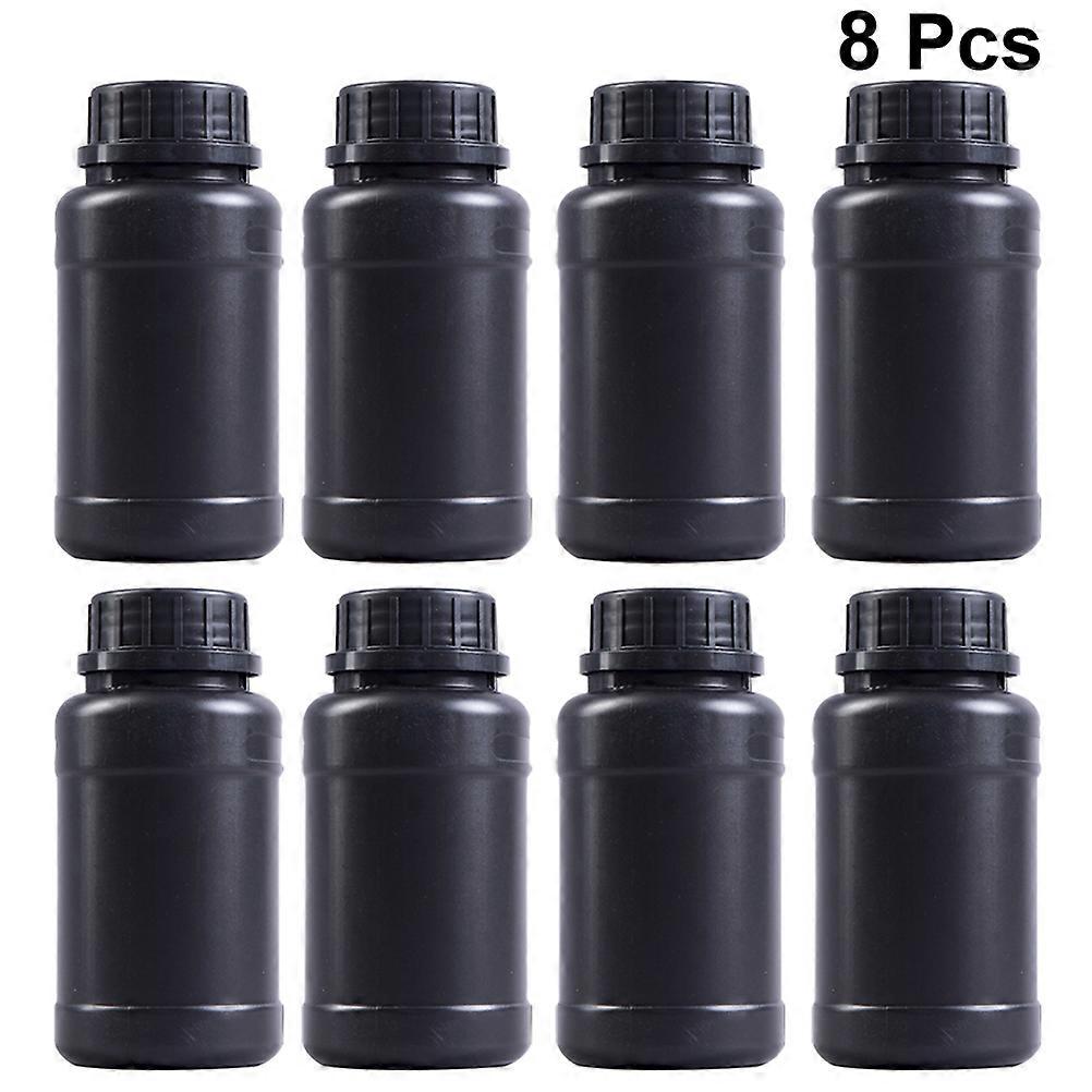 8Pcs Simple Vertical Stripes Engineering Bottles Black For Chemists Acidproof Storage