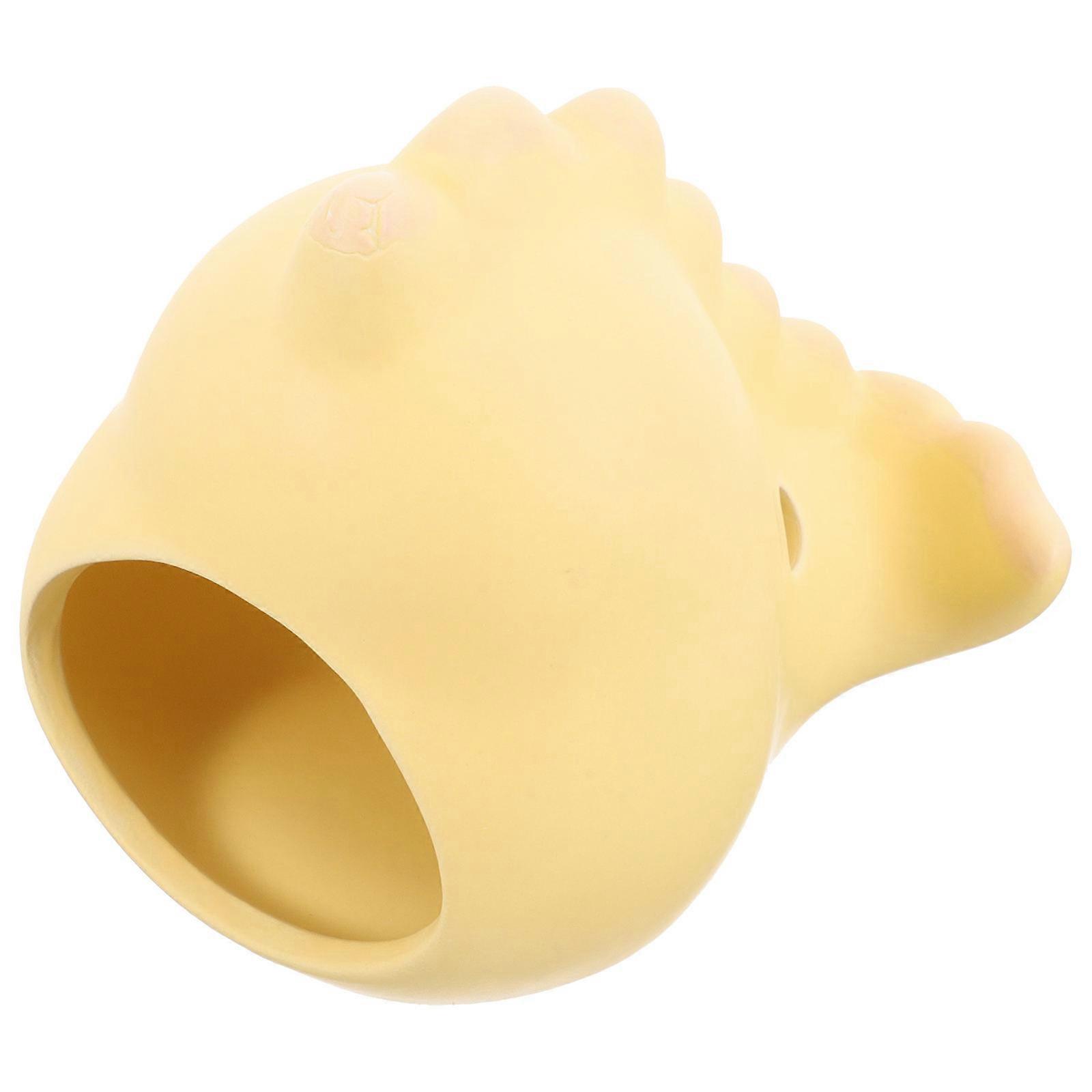 Ceramic Hamster Hideout Dinosaur Shaped Nest Light Yellow 1Set Ideal For Hamster Owners To Provide Safe Entertainment