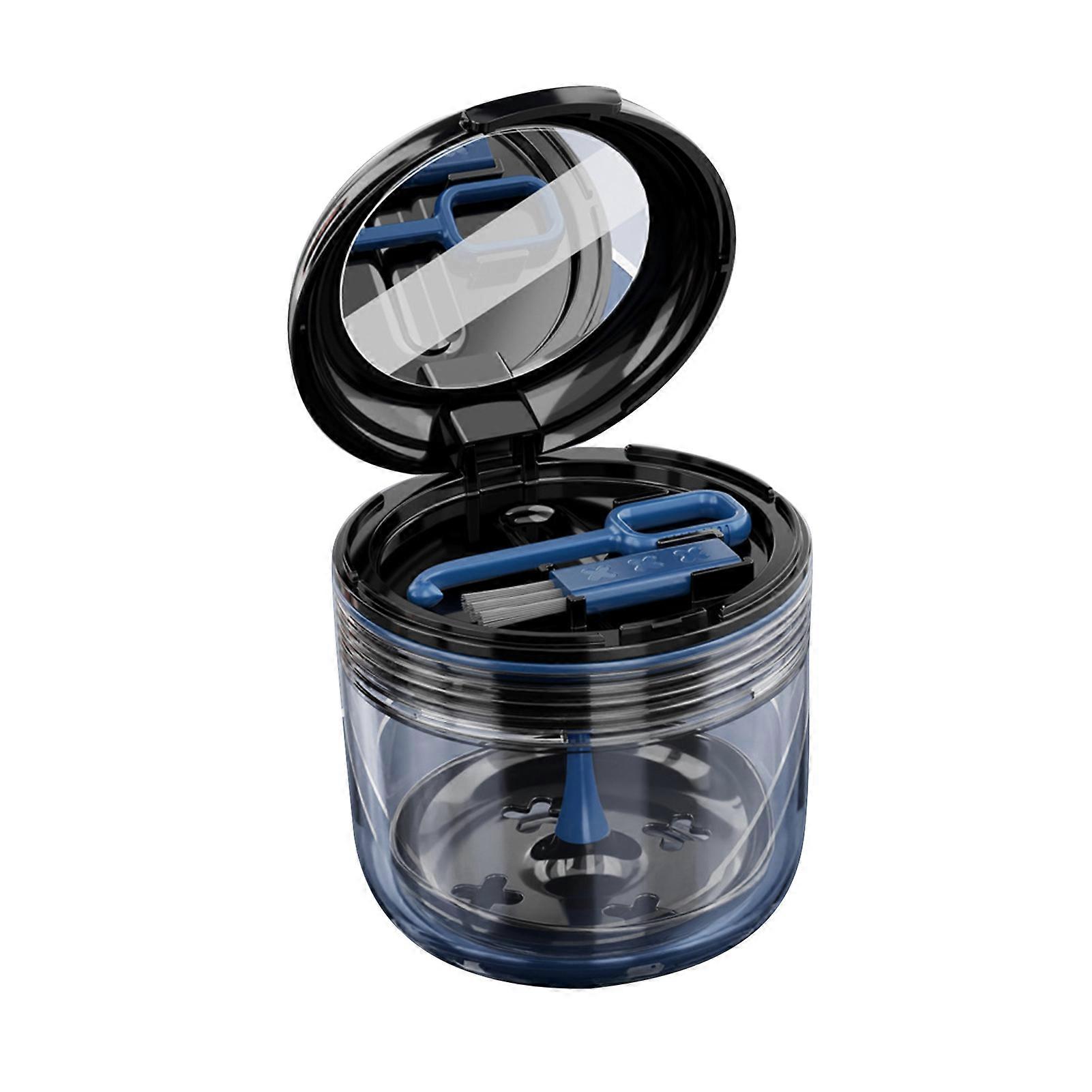 Black Waterproof Denture Case with Brush, Mirror & Secure Seal
