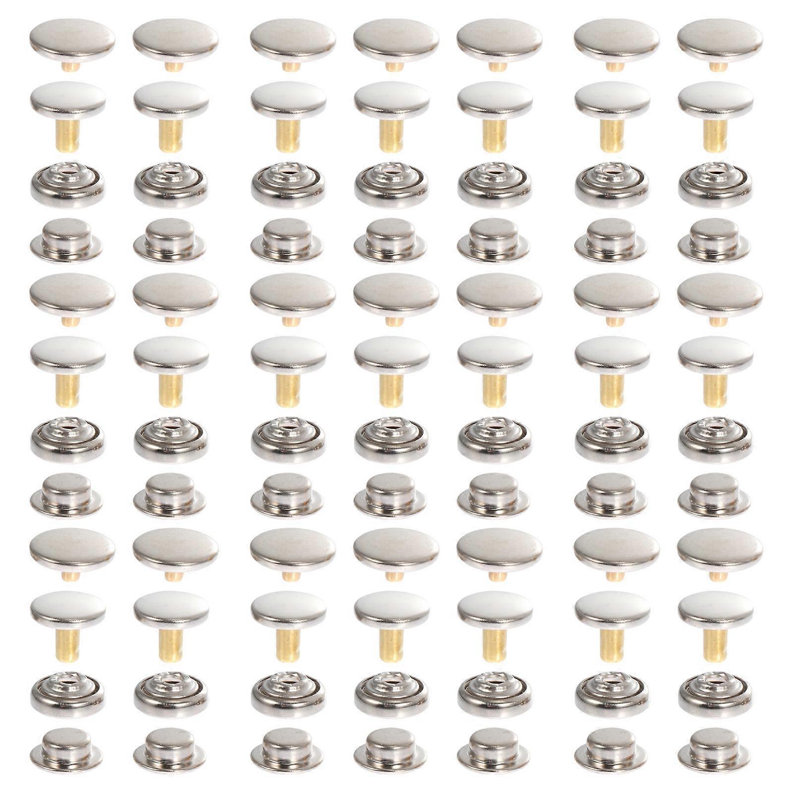 Brass Button Fastener 30Pcs Suitable For Coat Jeans Sewing Projects Round Shape Durable Use