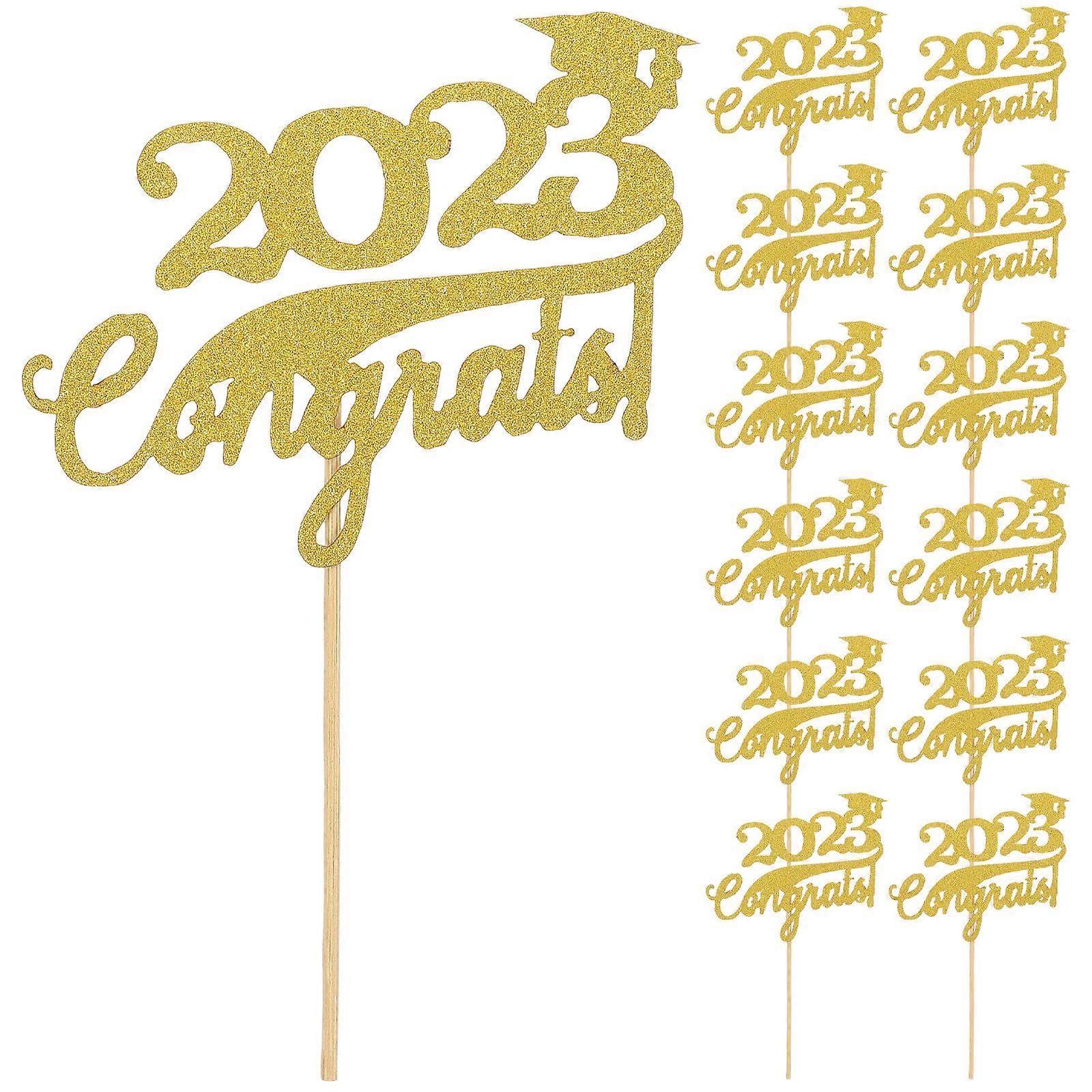 Party Cake Insert 25Pcs Decorative Paper Cake Picks For Graduation Cake Decorations Ideal For Party Foods And Cakes Golden Chic Design