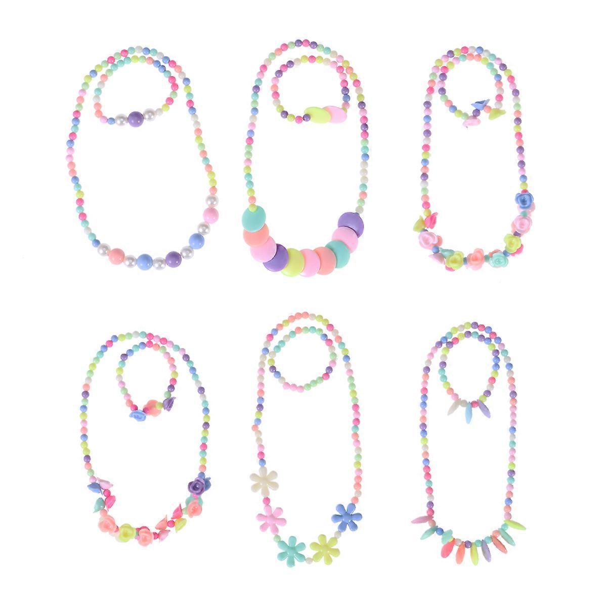 Candy Color Necklace Set for Kids Made of Safe Plastic Multi Color Ideal for Parties and Gifts 6 Sets