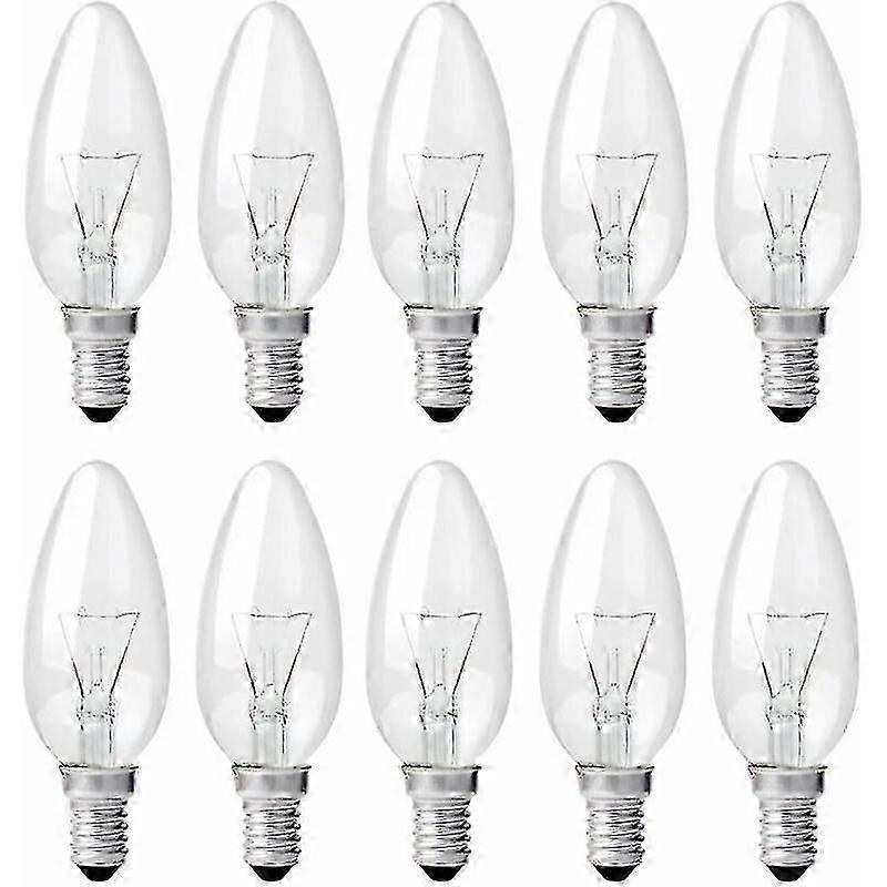 E14 Edison برغي شمعة المصابيح الكهربائية ، 40W المصابيح الكهربائية واضحة ، عكس الضوء المصابيح المتوهجة ، المصابيح الكهربائية اللهب ، 10 حزمة