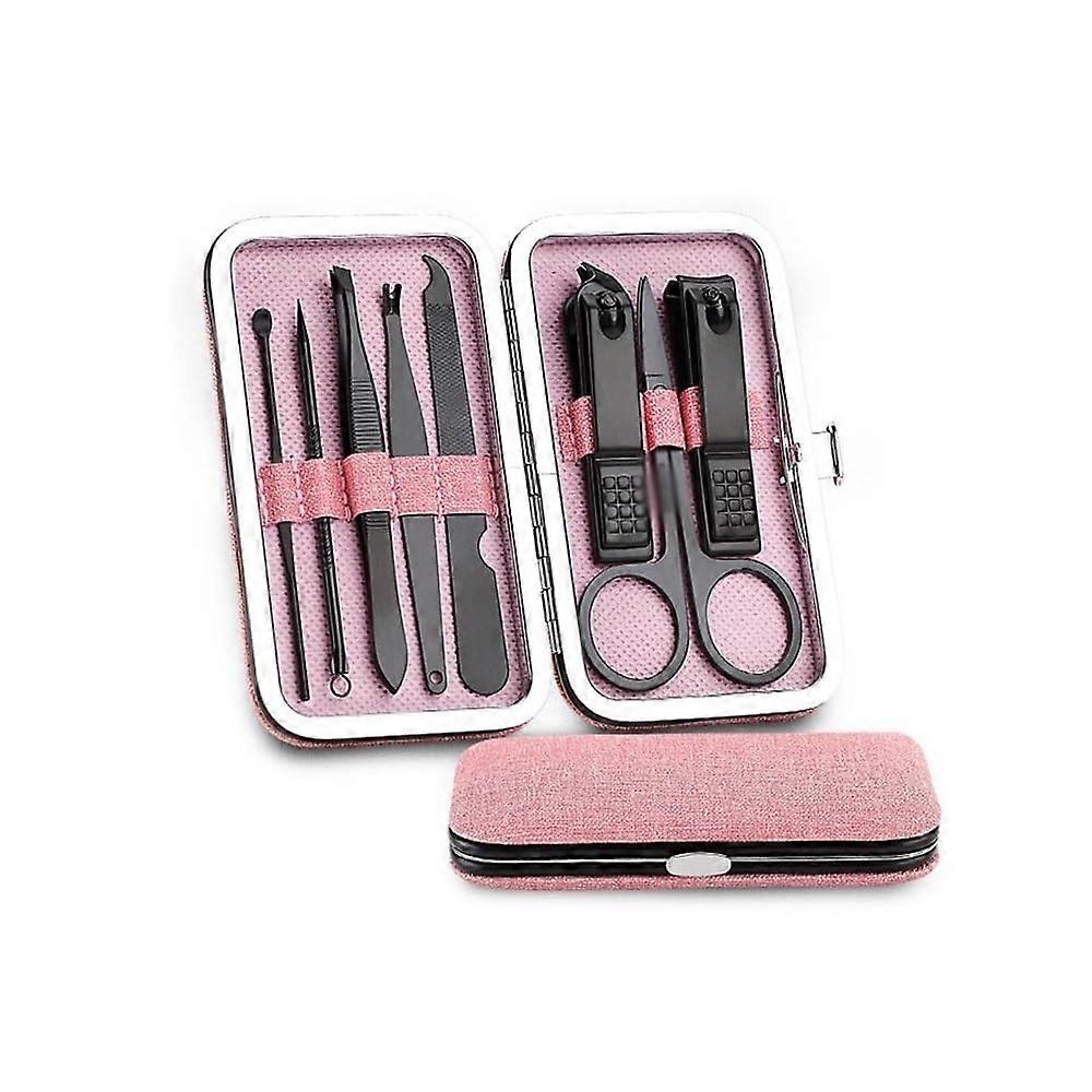 Nagelknipser Set, 1-teiliges Edelstahl Nagelknipser Set, tragbare schwarze Maniküreschere für Maniküre und Pediküre (Pink)