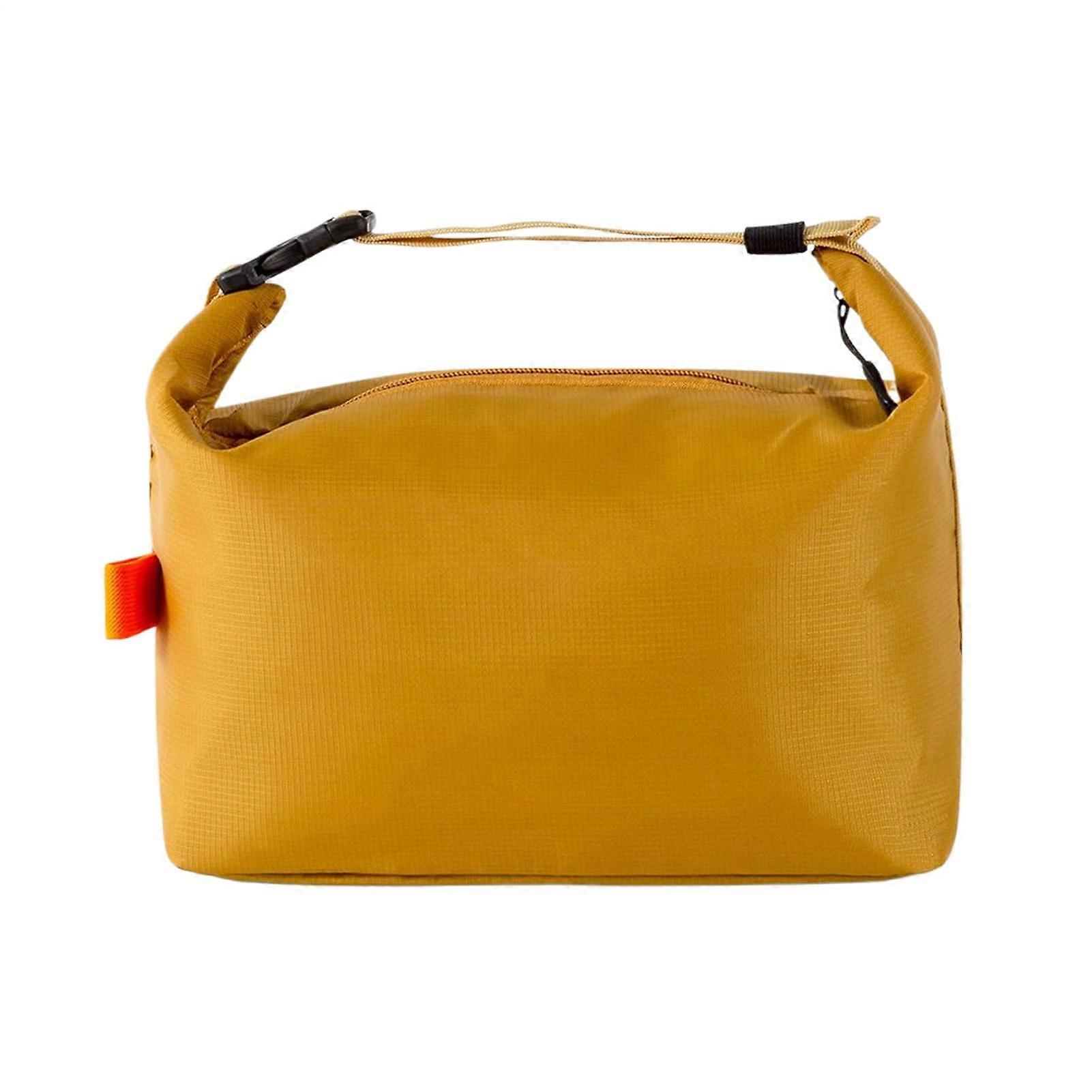 Insulated Lunch Bag Waterproof Reusable Food Container with Ergonomic Handle Foldable Design for Work School Picnic Yellow