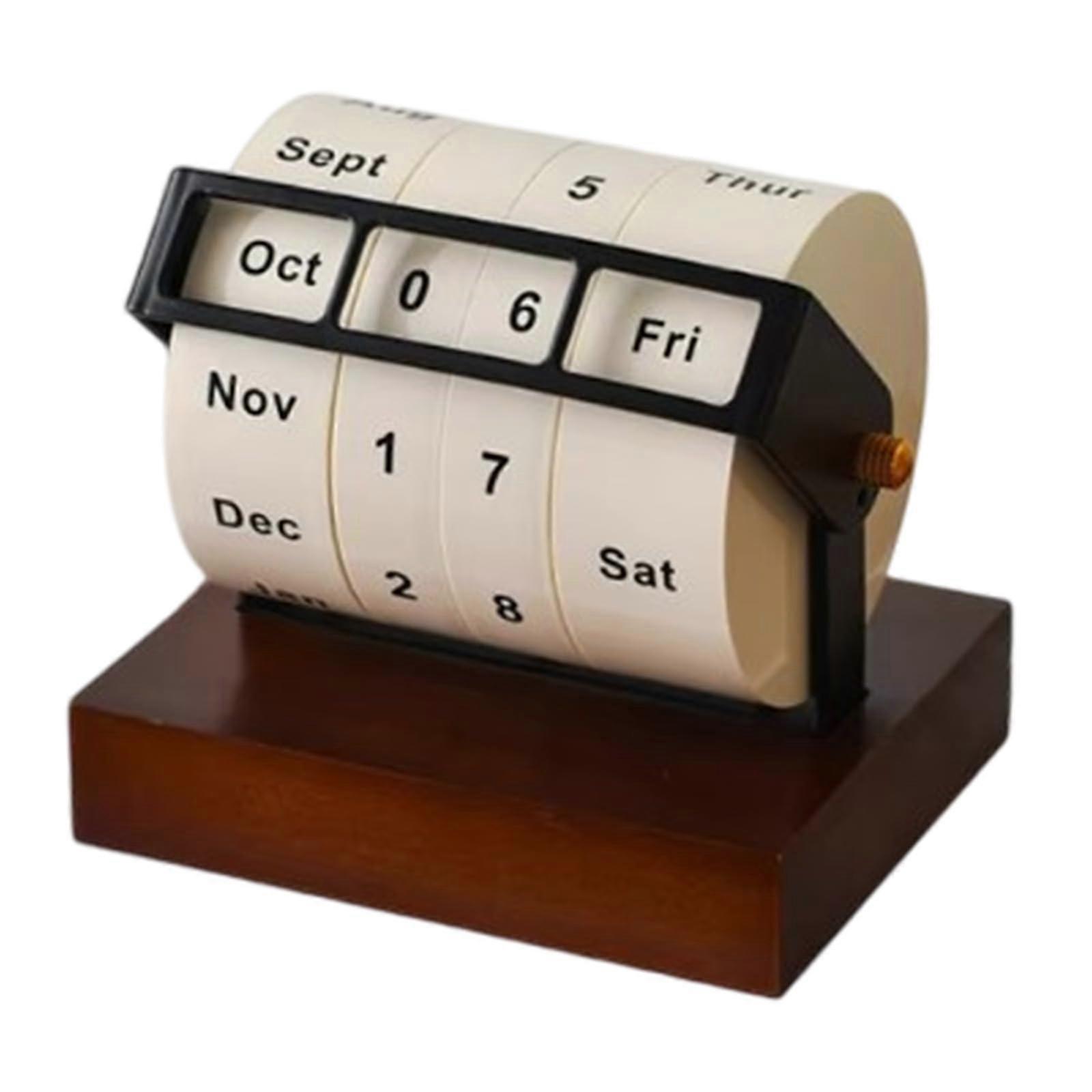 Wooden Calendar Rotating Calendar Desk Calendar Rotating Calendar for Farmhouse Classroom Office Living Room