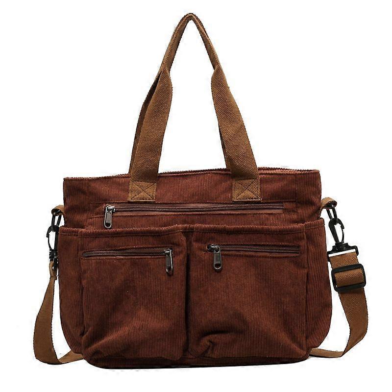 Corduroy Tote Bag Large Capacity Crossbody Shoulder Bag Casual Stylish Minimalist   Style for Commuting Travel