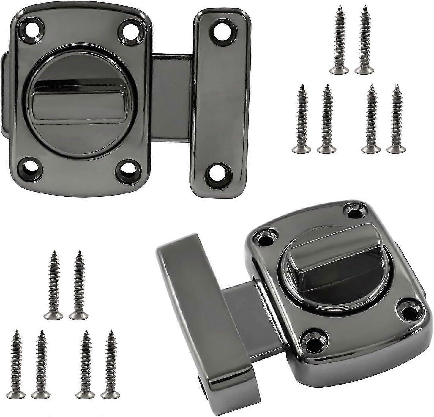 Rotate Bolt Latch, 2 Pack Safety Door Slide Lock, Zinc Alloy Revolving Gate Catch for Cabinet Closet