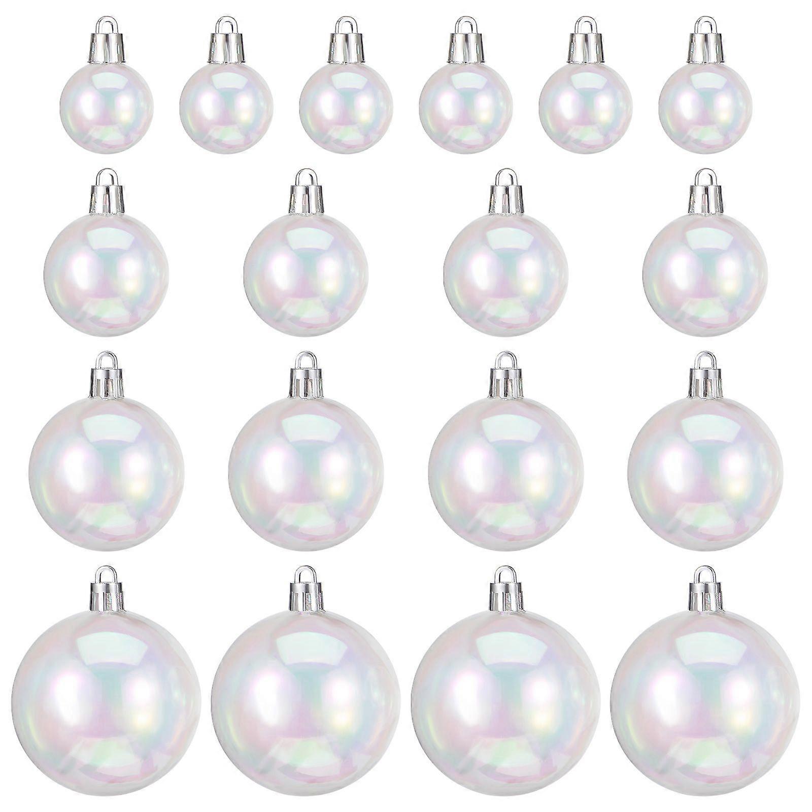 18pcs Christmas Baubles Round Balls Xmas Tree Ornament Shatterproof Plastic Hanging Ball Holiday Party Favor 3cm+4cm +5cm+6cm