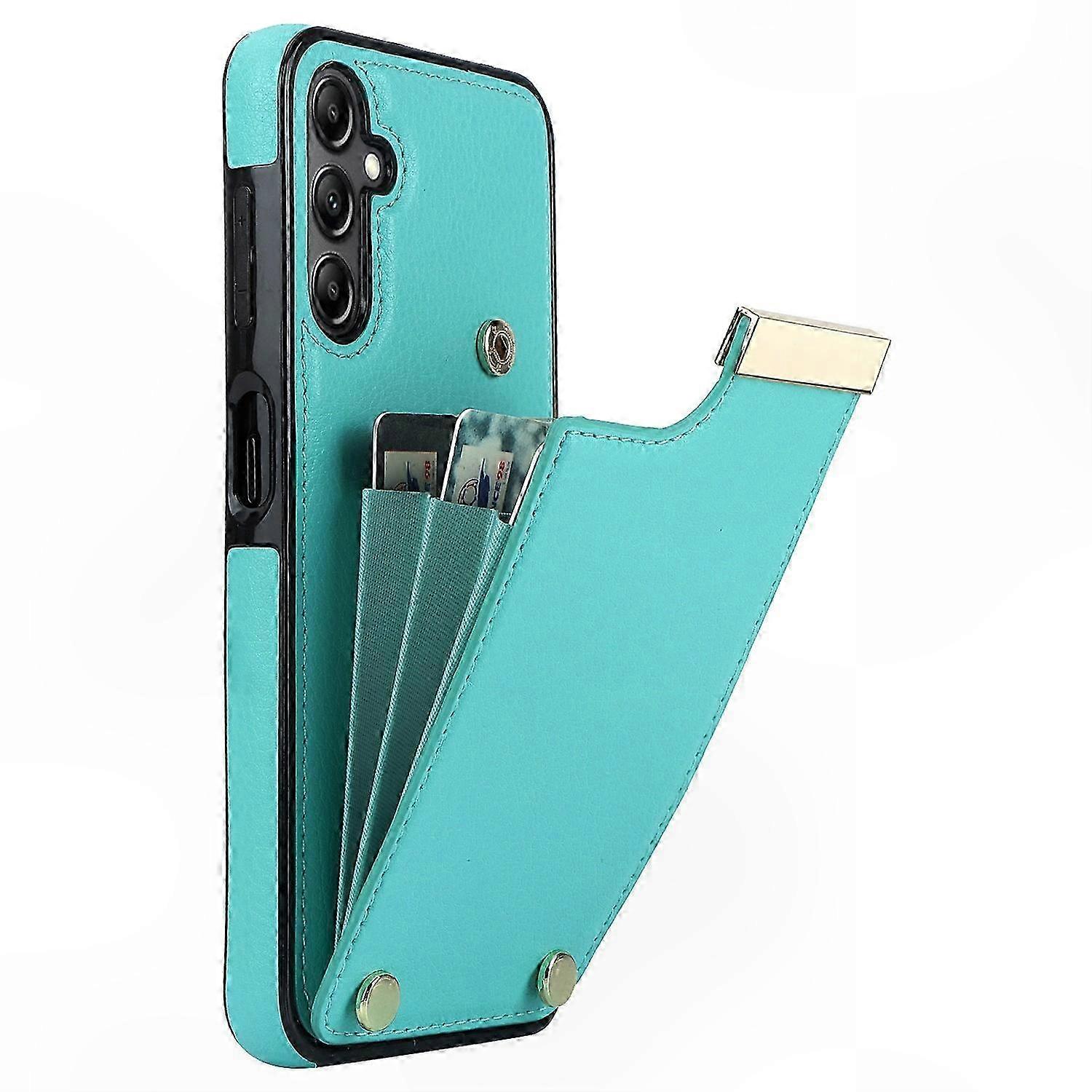 Rose Gold TPU+PU Leather Phone Case with Card Holder for Galaxy A54 5G - Decorative Hardware Shell