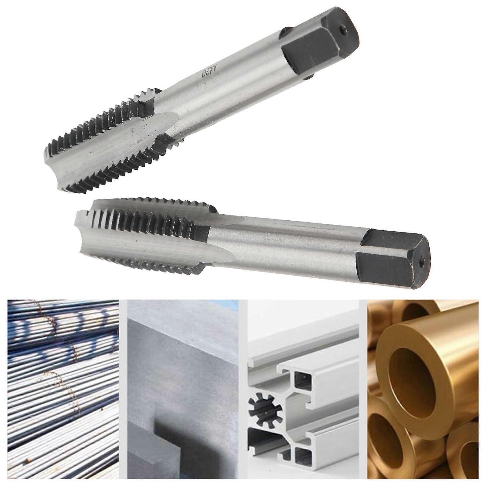 2Pcs First Second Hand Tap Metric M20 Thread Straight Flute Carbon Steel Tapping Tool