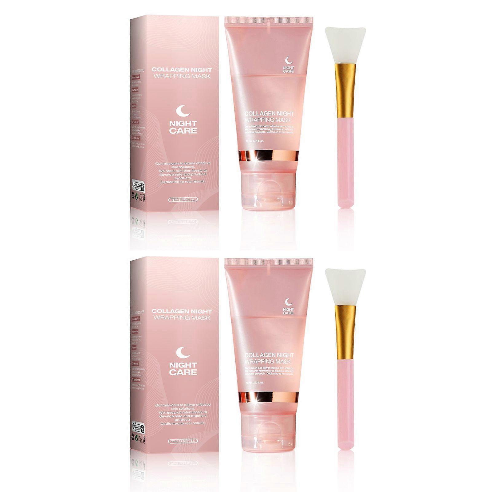1-3x Collagen Night Wrapping Mask, Hydrolyzed Collagen Overnight Wrapping Peel Off Facial Mask for All Skin Types