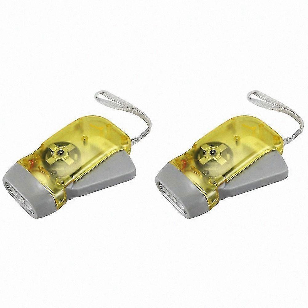 2X 3 LED Dynamo Wind Up Flashlight Torch Light Hand Press Crank Camping
