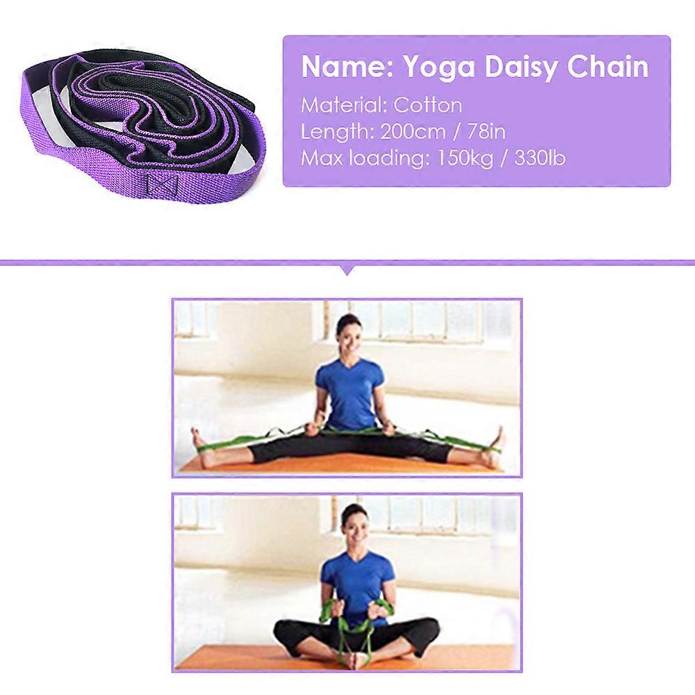 Yoga Daisy Chains Multi-loop Yoga Strap Nonelastic Stretching Band for Pilates Dance Therapy Gymnastics