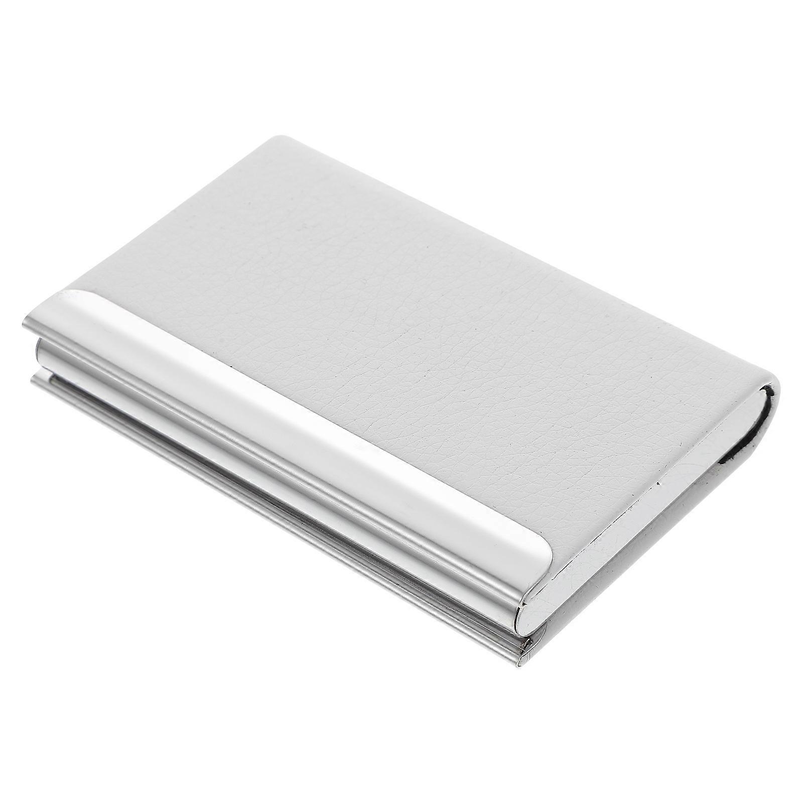 Stainless Steel Business Card Wallet Holder for Daily Use Men White Buckle Closure 1Set