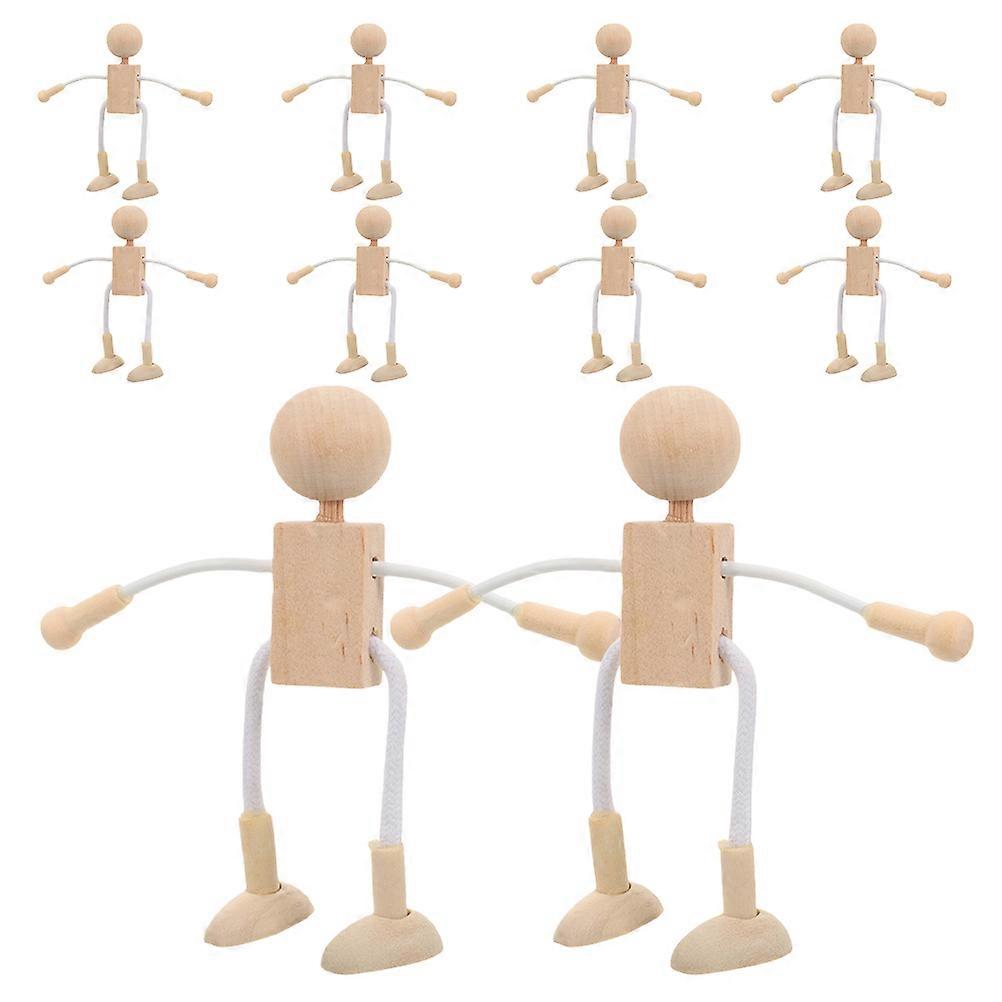Adjustable Unfinished Wooden Robot Figures Pack of 10 for DIY Crafts, Art Projects, Interactive Play and Painting Activities