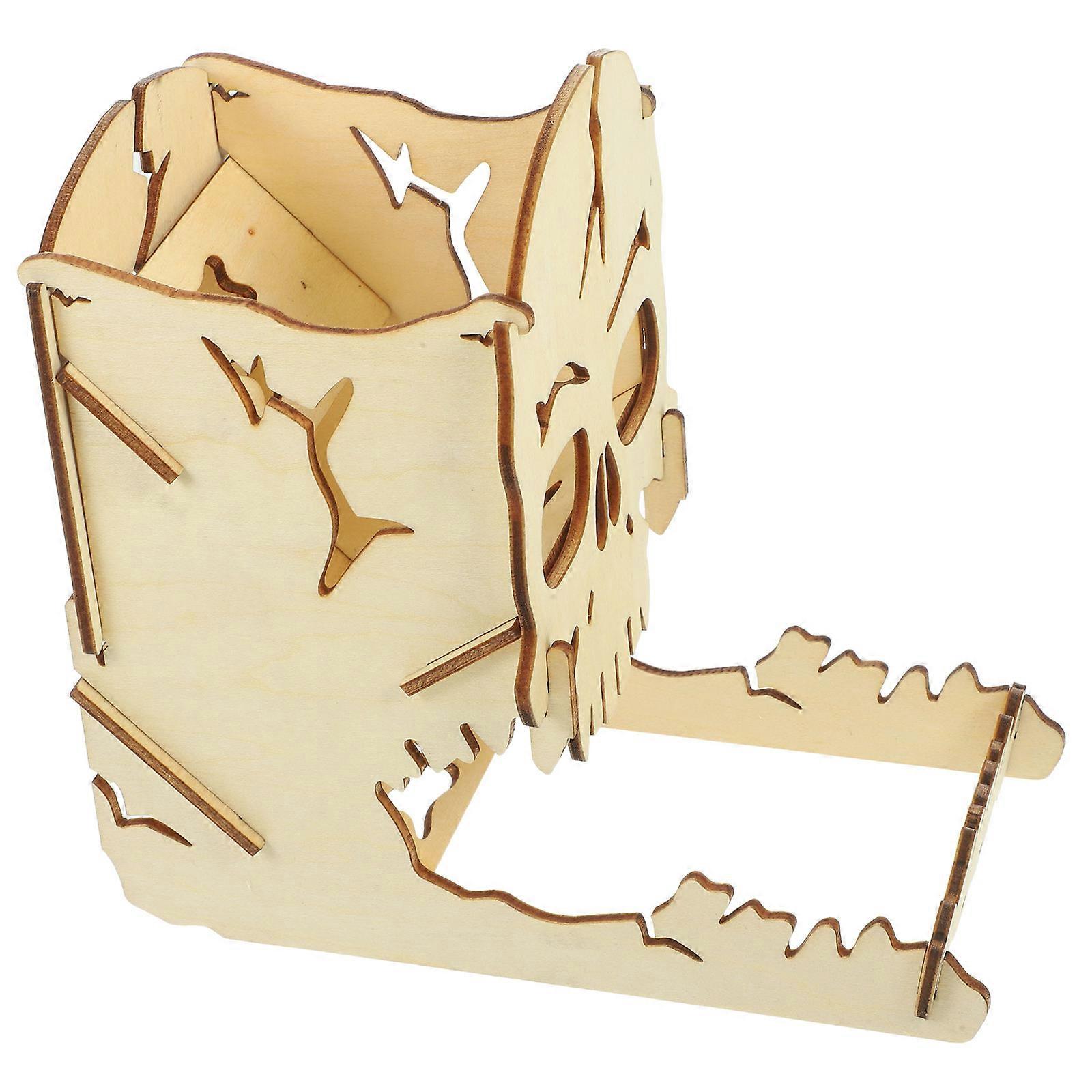 Wooden Skull Tower Prop for Board Game Accessories Beige Material 1 Set