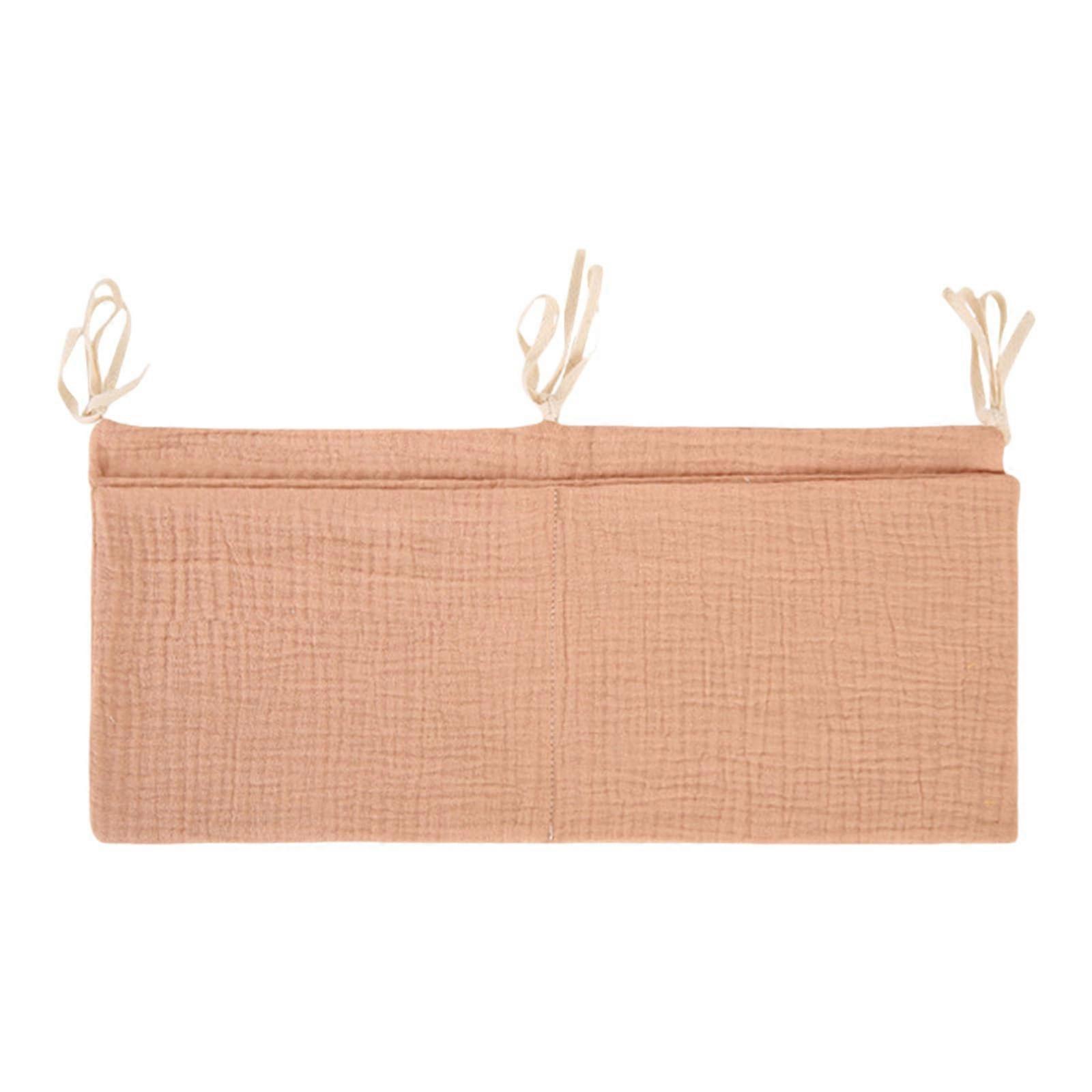 Cot Organizer With Double Pockets, Hanging Nursery Storage For Diapers And Toys, Breathable, Fits Cribs, Light Coffee