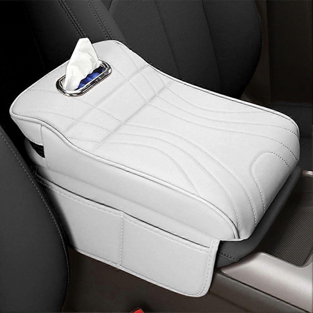 Car Armrest Cushion For Skoda Kamiq/Karoq/Kodiaq 2017, Comfortable Arm Rest Mat B/White