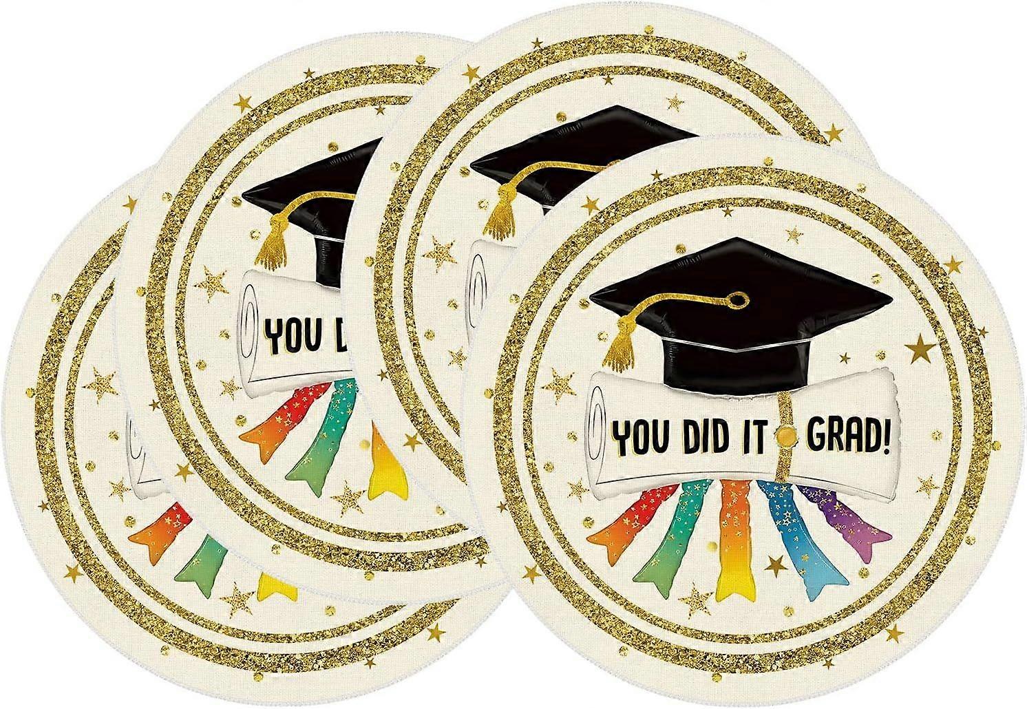 Graduation Cap Diplôme Étoile Rond Sets de Table Set de 4 Sets de Table Décoration de Table