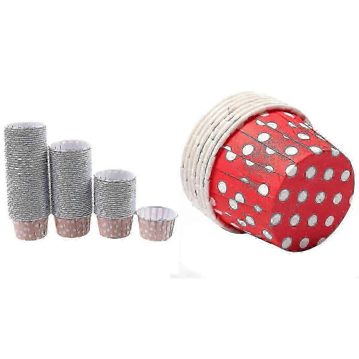 200 Pcs Cupcake Wrapper Paper Cake Case Baking Cups Liner Muffin-pink Dot Red Wave Point