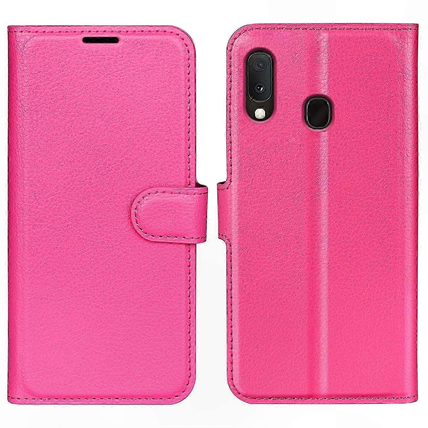 Leather Wallet Case with Litchi Texture for Galaxy A20e - Protective Phone Cover with Stand Function