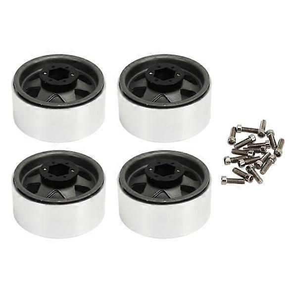 4pcs Beadlock Wheel Rim Offset ‑8.9mm Metal Deep Dish Hub Wheel Rims for Axial SCX10 90046 1.9 Inch Gray