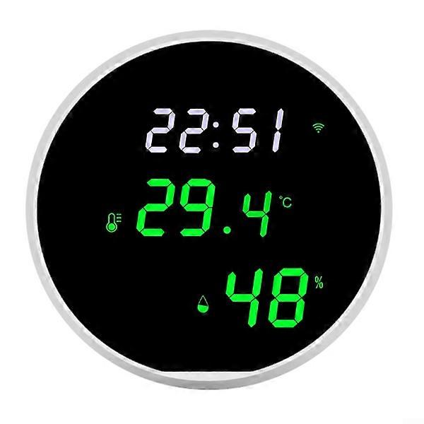 Temperature and Humidity Sensor, Tuya WiFi Thermometer Hygrometer LED Mirror Screen App Timing