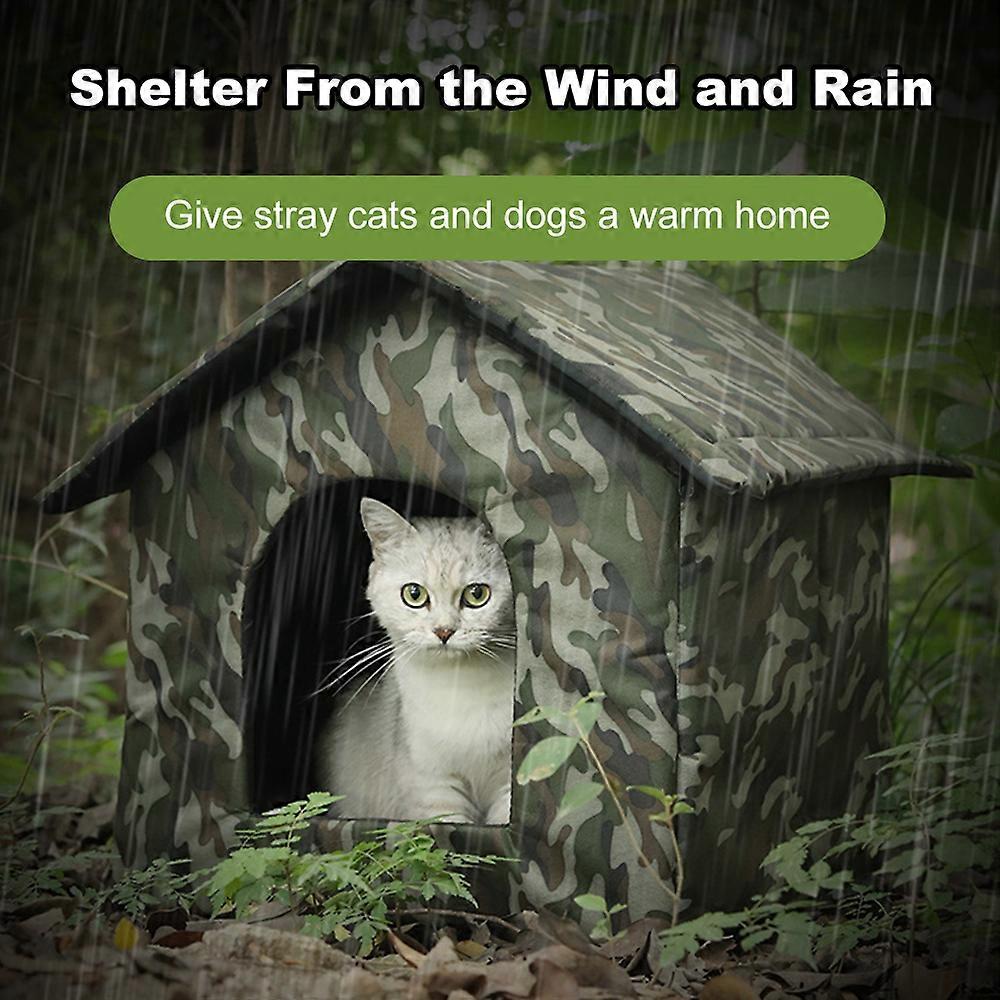 Cuccia per cani impermeabile per gatti da esterno, mimetica, misura M 36x36x36cm