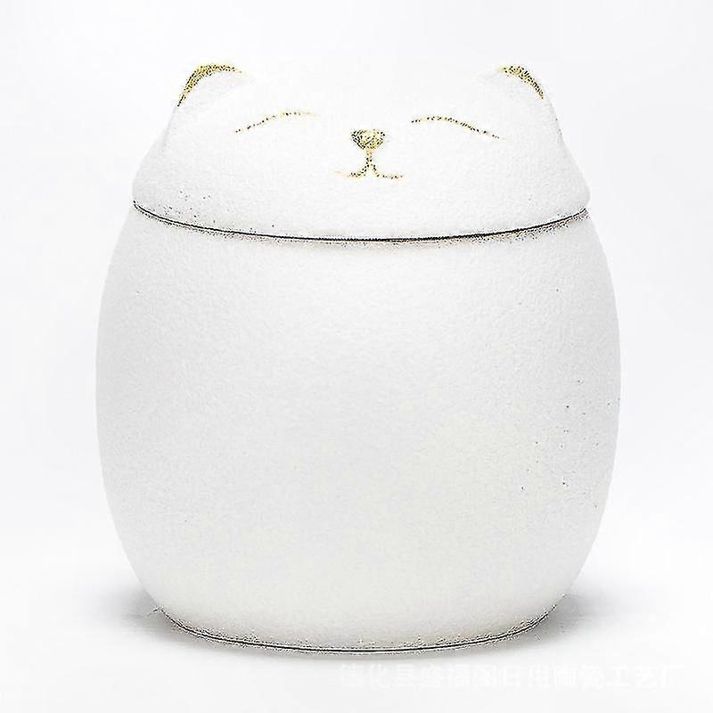 Black Ceramic Cat Urn for Ashes, 200ml Keepsake Pet Memorial for Cats