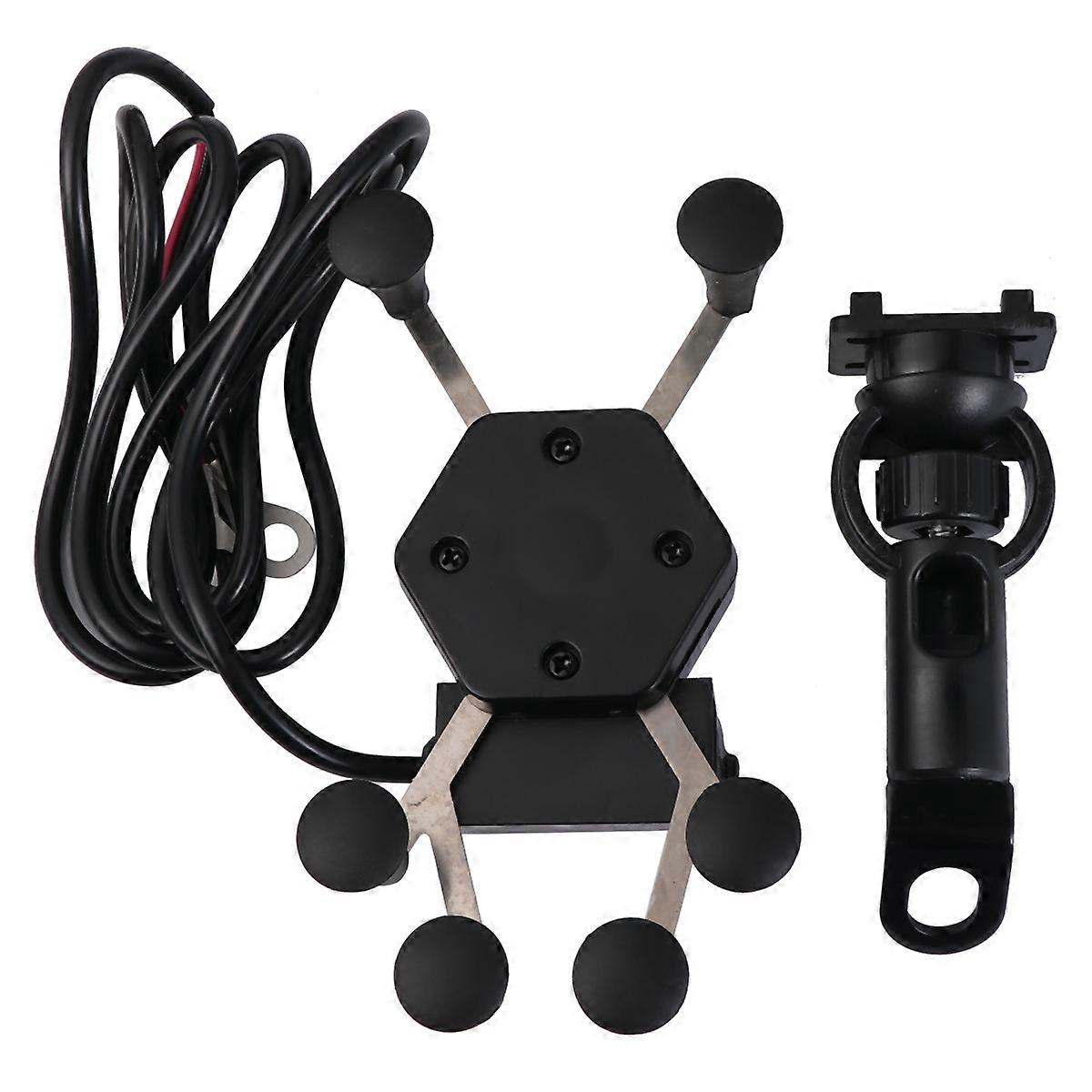 Motorbike Handle Anti-Theft Phone Stand Bracket Made of Durable PVC+ABS Black 6-Claw Design