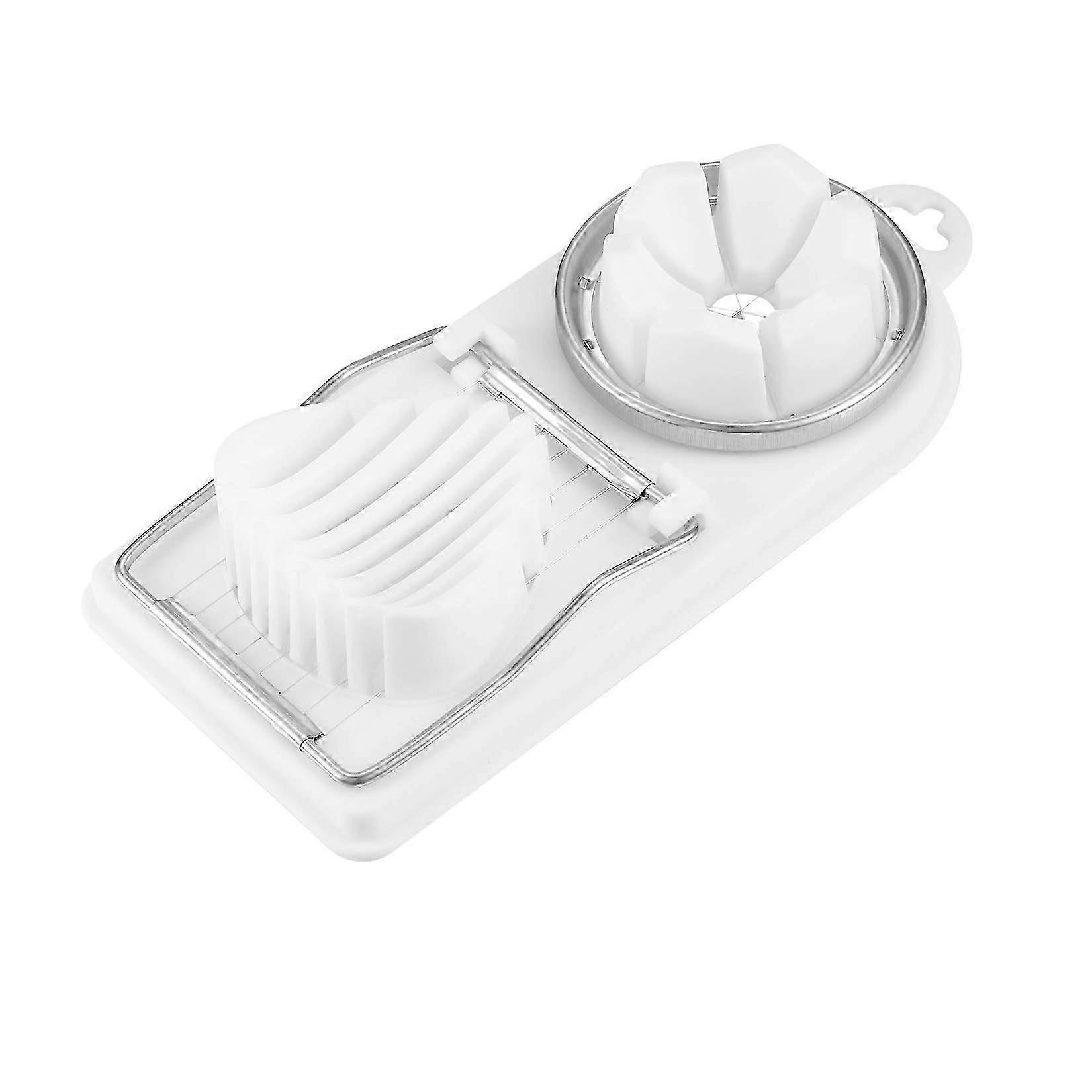 2-in-1 Egg Cutter, Multi-Function Stainless Steel Boiled Egg Dicer & Slicer Chopper Tool (White)
